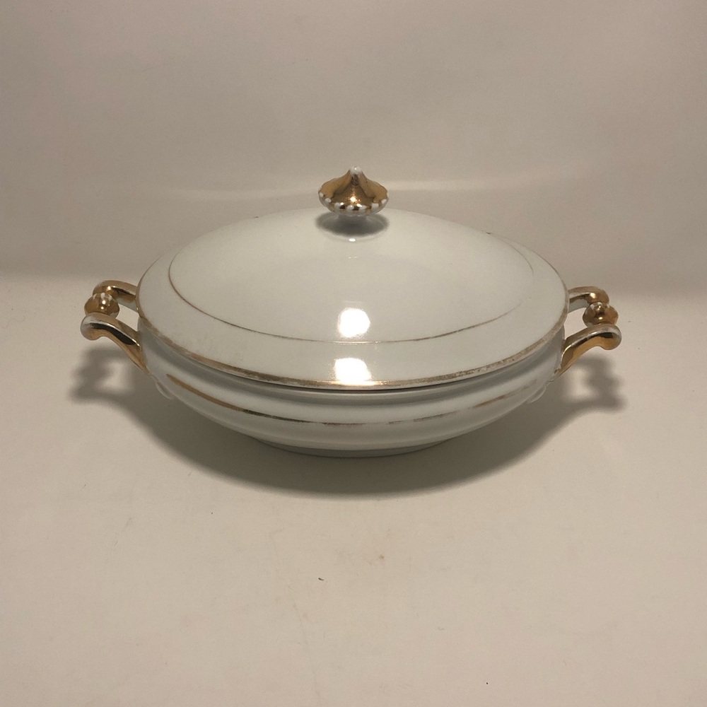 Elegant White and Gold Serving Dish